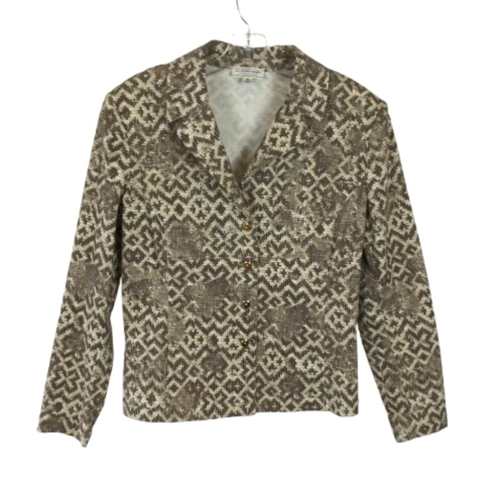 St. John Sport Womens Size Medium Geometric Print Blazer Jacket Made in USA